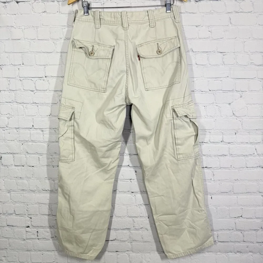 Vintage Y2K Levi's Cargo Pants Men Size 30x32 Beige Baggy Loose Straight Hip Hop